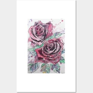 Red Rose Watercolor Painting Posters and Art